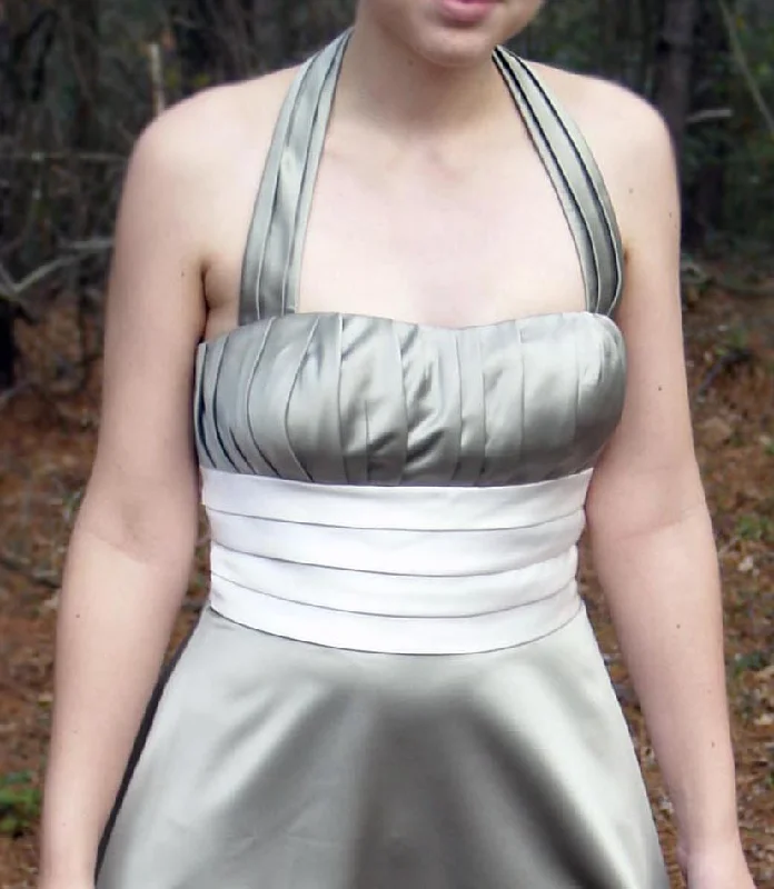While Supplies Last Other Tea Length Sage Dress with Cream Sash