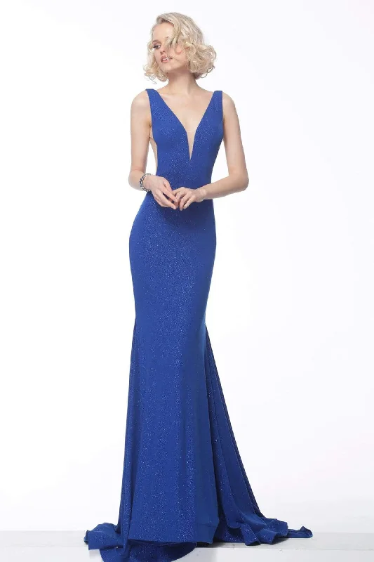 Reduced Prices JVN by Jovani - JVN67093 Deep V-Neck Long Trumpet Dress
