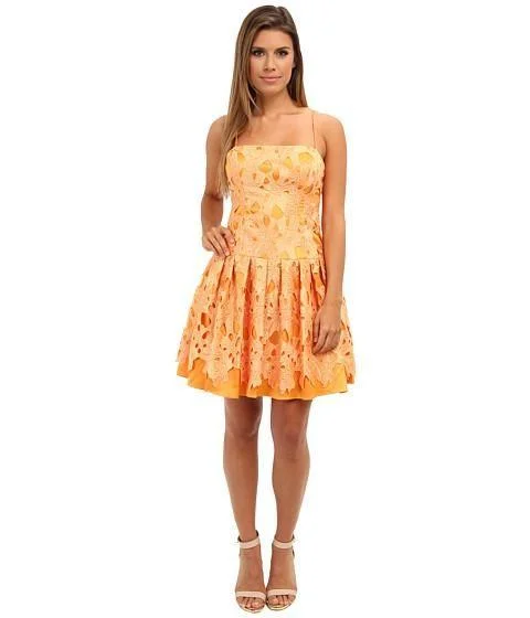 Online Specials Adrianna Papell - 41893270 Crochet overlay short A-Line Dress
