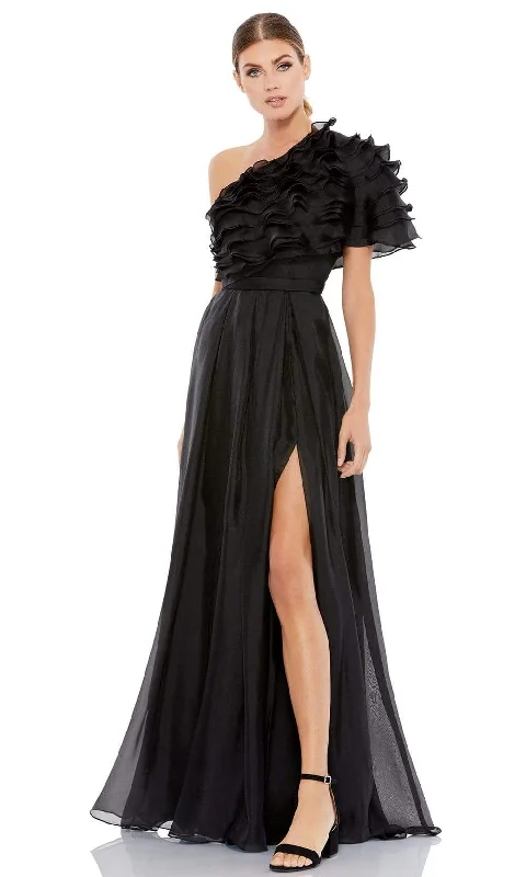Savings Alert Ieena Duggal - 26527 Ruffle Tiered Bodice High Slit Dress