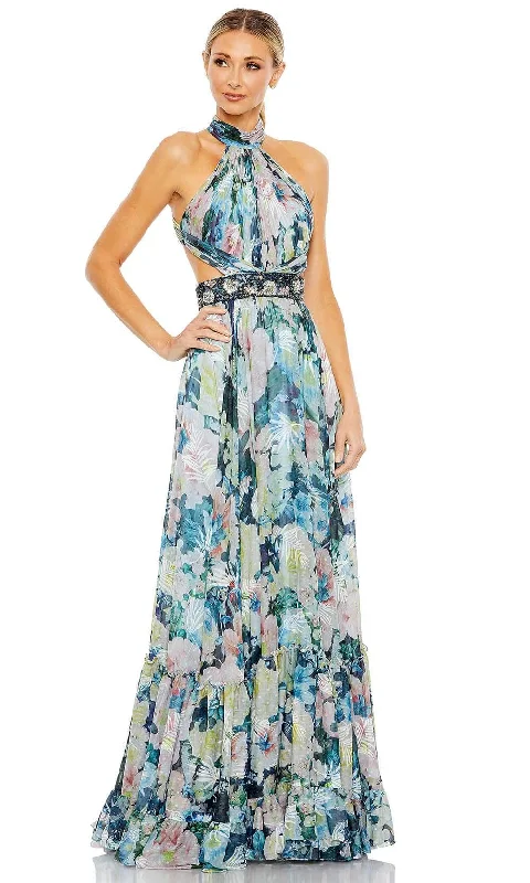 Bonus Savings Ieena Duggal 68089 - Pleated Halter Neck Long dress