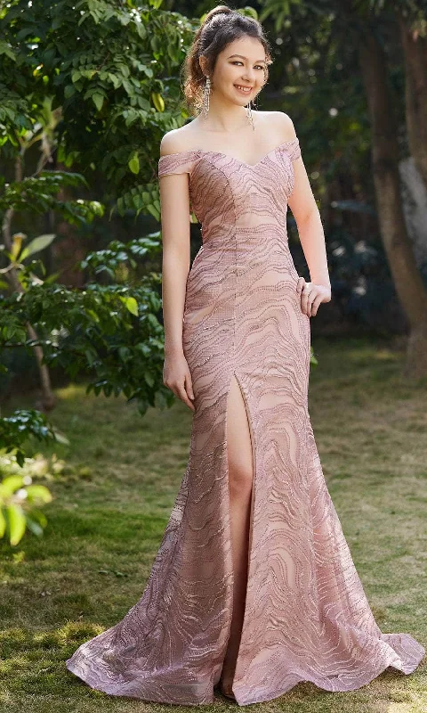 Deal Zone J'Adore Dresses J21004 - Laced Off Shoulder Evening Gown