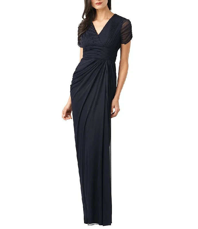 Fantastic Deals Adrianna Papell Ruched Short Sleeve Draped Gown