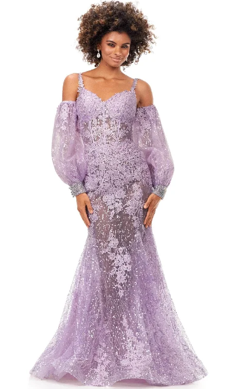 Super Savings Ashley Lauren 11335 - Embroidered Lace See-Through Gown