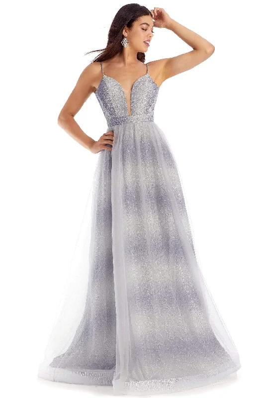 Don't Wait Clarisse - 8159 Deep V-neck A-line Dress