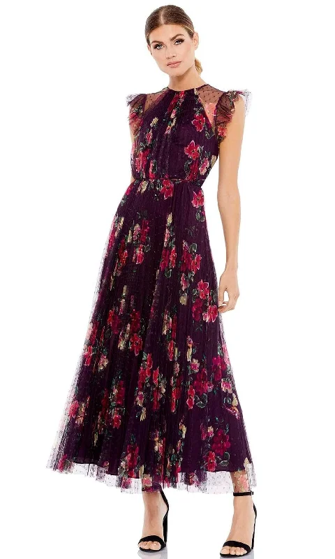 Exclusive Preview Ieena Duggal - 2143 Floral Printed Pleated A-Line Dress