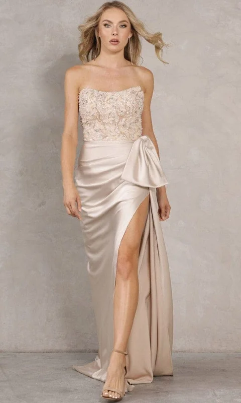 Crazy Deals Terani Couture - 2111P4063 Beaded Bow Ornate Gown