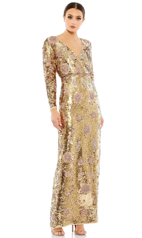 Limited Stock Mac Duggal 93615 - Floral Sequined Sheath Long Dress
