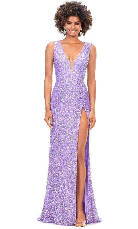 Crazy Savings Ashley Lauren 11373 - Deep V-neck Sleeveless Evening Dress