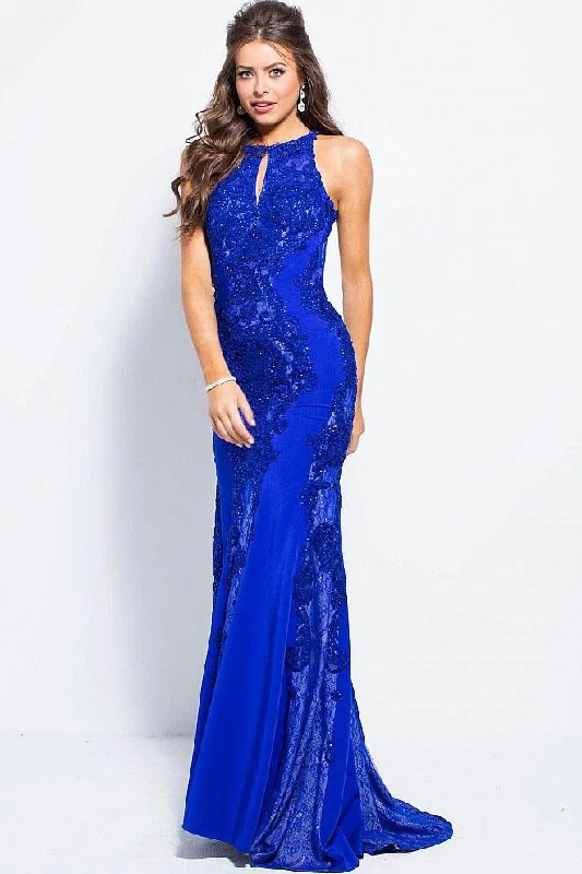 Members Only JVN by Jovani - JVN55869 Beaded Lace Halter Sheath Dress