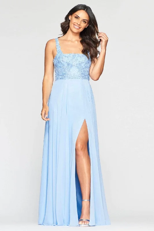 Price Fest Faviana - Square Neck Chiffon A-Line Prom Dress S10432