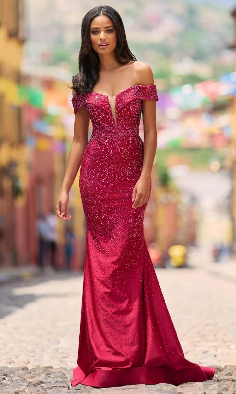 Deep Discounts Sherri Hill 55338 - Beaded Off Shoulder Prom Dress