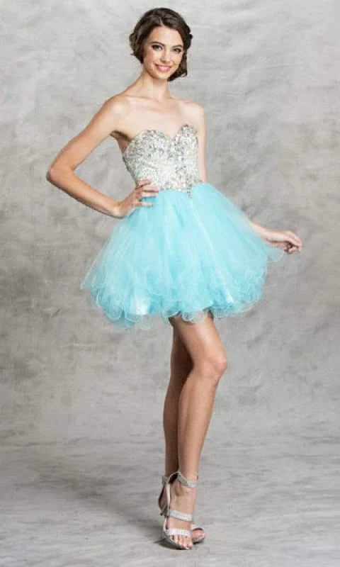 Value Deals Trevi Collection - S1410 Beaded Sweetheart Bodice Fit And Flare Dress