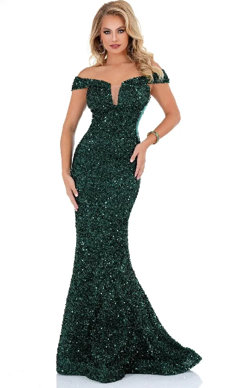 Best Bargains Cecilia Couture 1559 - Off-Shoulder Sequined Evening Gown