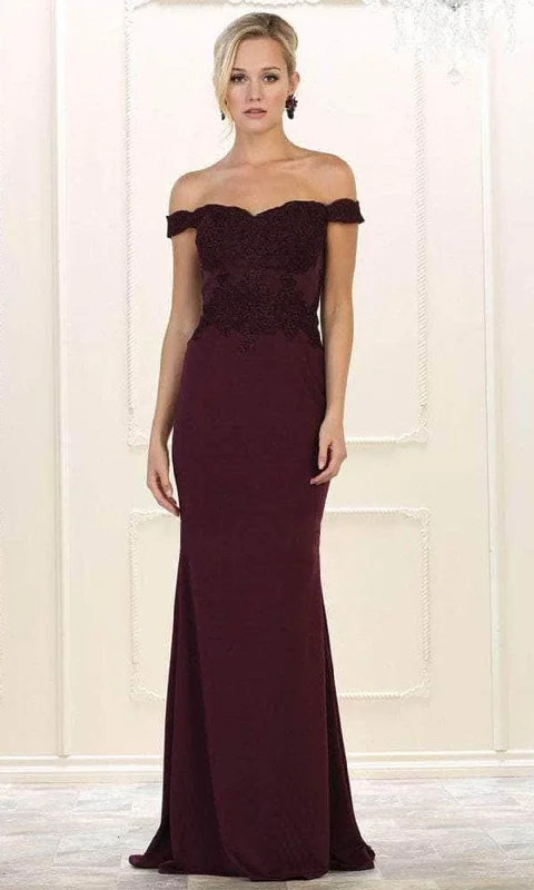 Final Sale May Queen MQ1529 - Appliqued Off Shoulder Long Gown