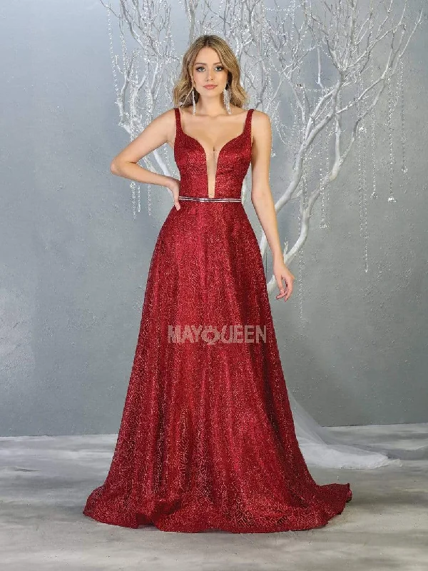 Great Deals May Queen - MQ1771 Glitter Embellished Plunging Sweetheart Dress