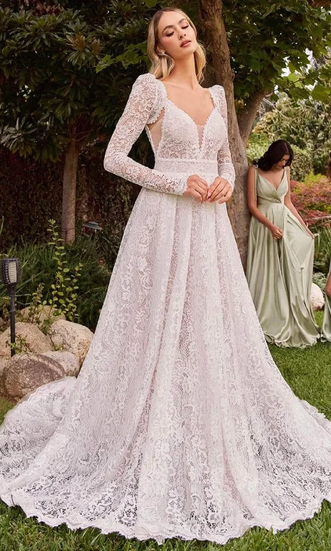 Flash Sale Ladivine CD862W - V-Neck Lace Bridal Gown