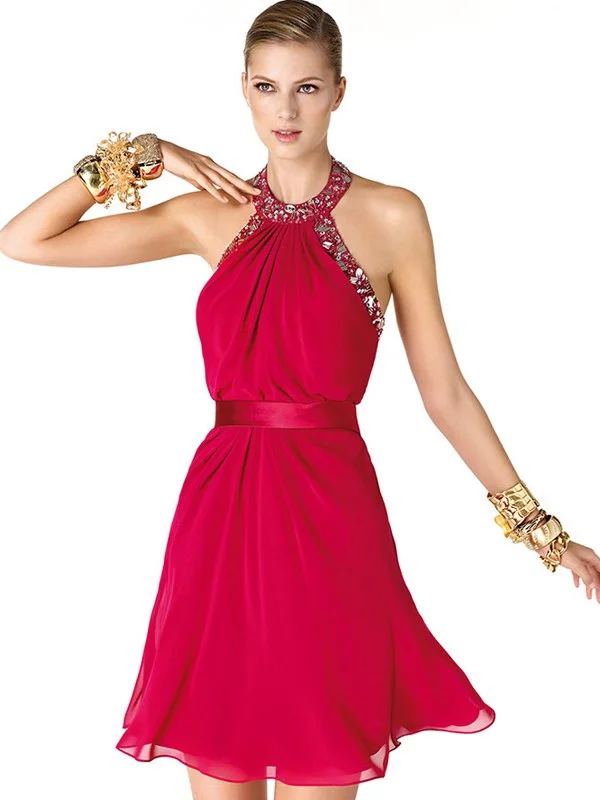 Final Markdown Other Pretty Knee-Length Halter Sleeveless Brideamaid Dr