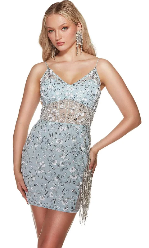 Quick Sale Alyce Paris 4871 - Sleeveless Fringe Detailed Cocktail Dress