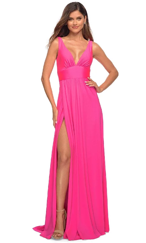 Overstock La Femme 30669 - Sleeveless High Slit Evening Gown