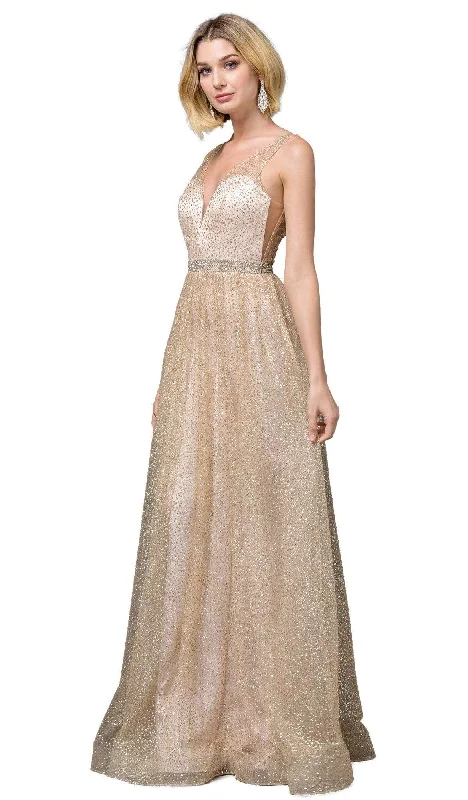 Low Prices Dancing Queen - 2834 Plunging V-Neck A-Line Evening Gown