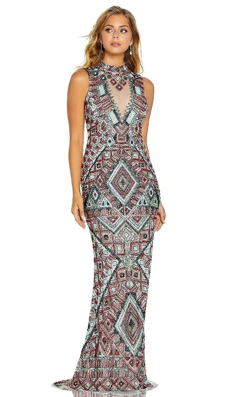 Huge Discounts Amarra - 20909 Geometric Beaded High Halter Dress