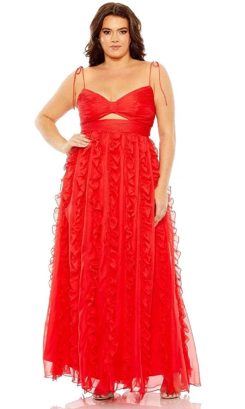 Price Drop Mac Duggal 68543 - Ruffled Skirt Plus Size Prom Dress
