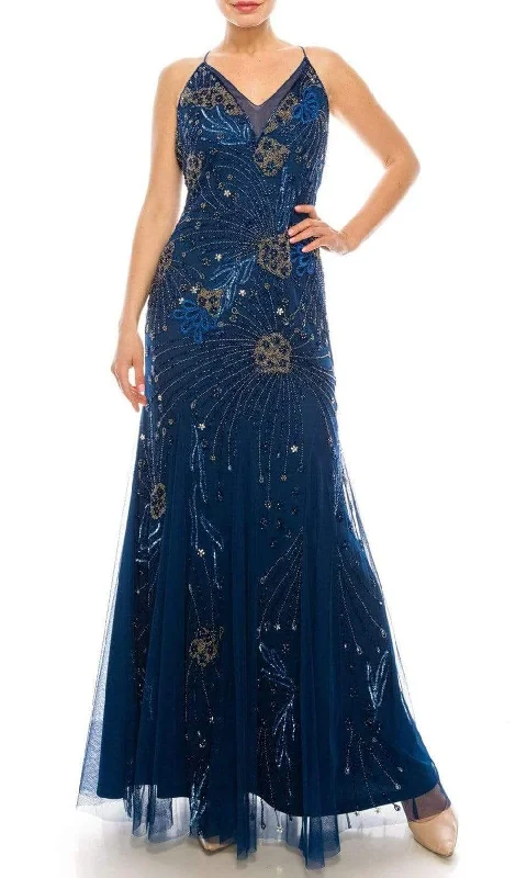 Incredible Offers Adrianna Papell - AP1E205597 V Neck Beaded Long Dress