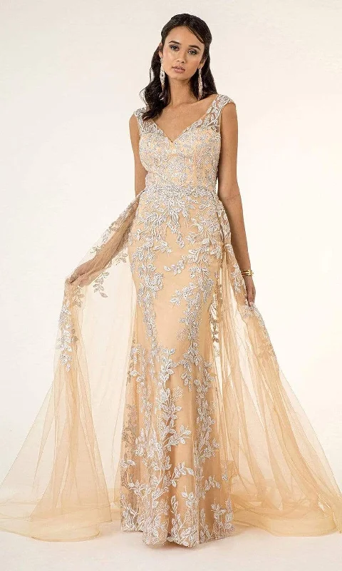 Final Sale GLS by Gloria - GL1920 Beaded Simple Prom Gown with Sheer Overskirt