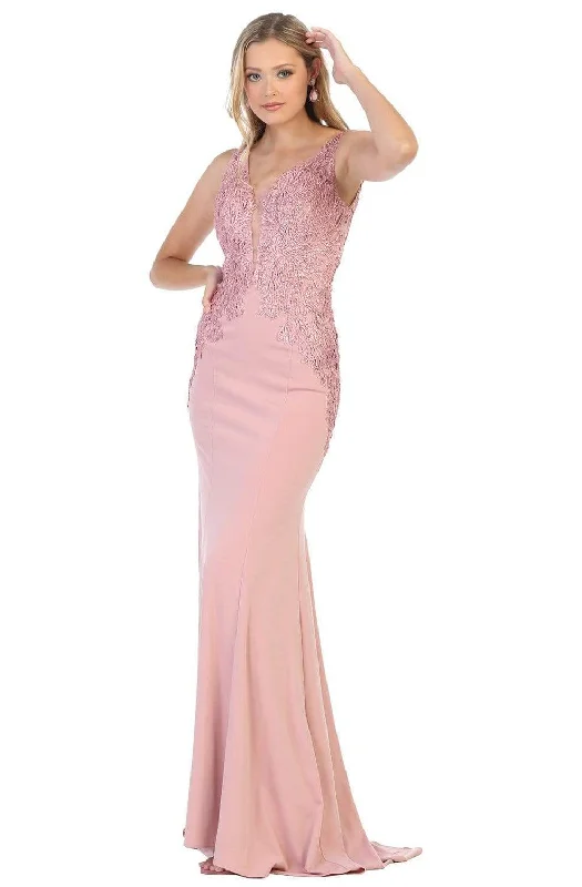 Today’s Special May Queen - RQ7771 Beaded Embroidered Plunging V-Neck Dress