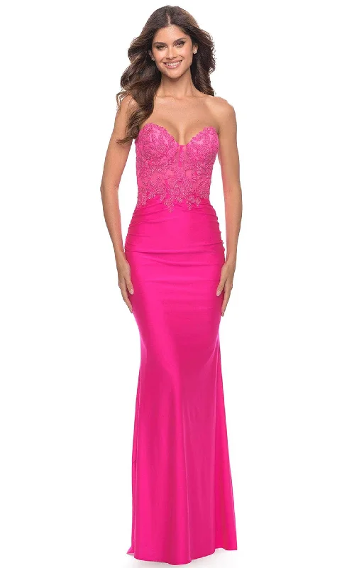Today’s Deal La Femme 30696 - Embroidered Lace Strapless Gown