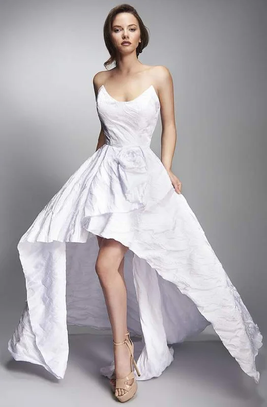 Final Clearance Nicole Bakti - 6906 Strapless Scoop High Low Dress