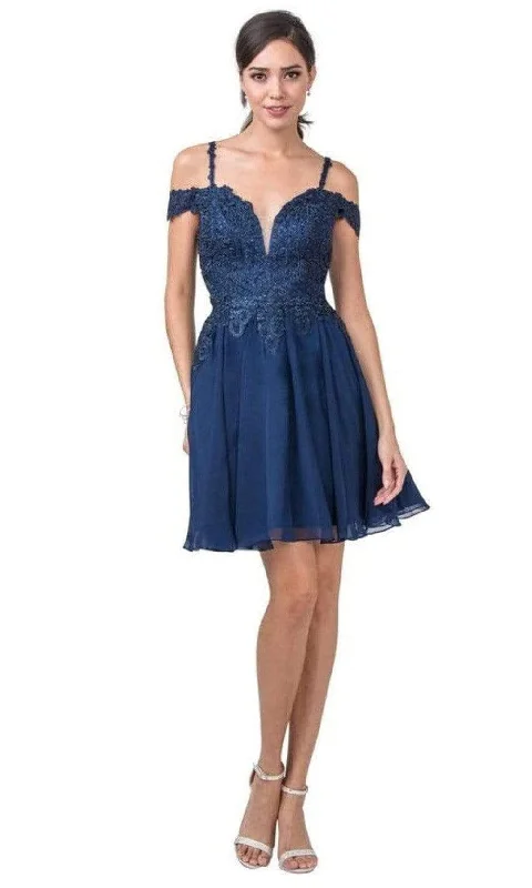 Today's Special Trevi Collection - S2305 Cold Shoulder Embroidered Short Dress