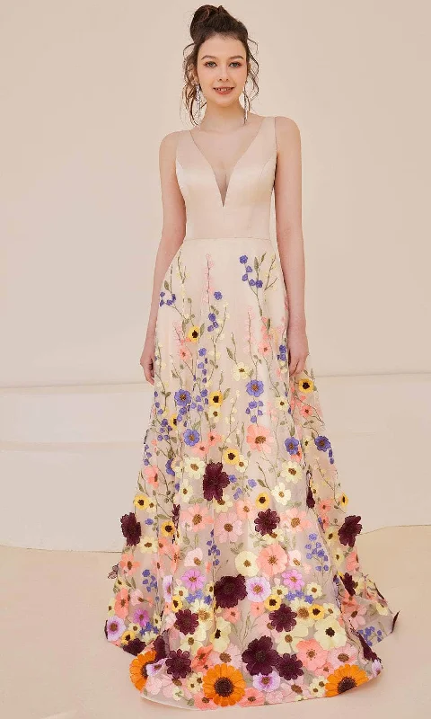 Deep Discounts J'Adore Dresses J21015 - Vibrant Floral Appliqued Prom Gown