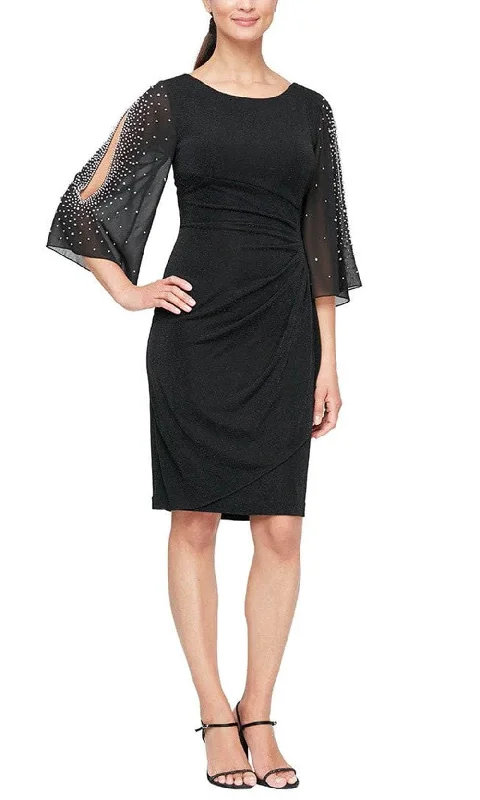 Exclusive Deal Alex Evenings 8227604 - Scoop Back Flutter Sleeve Cocktail Dress