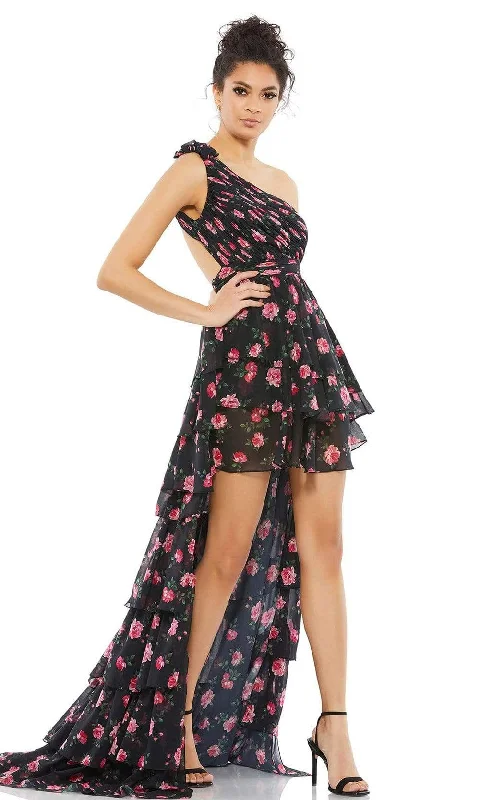 Incredible Offers Ieena Duggal - 70246I Floral Printed Tiered High Low Dress