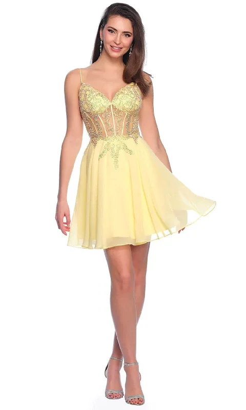 Today’s Deal Dave & Johnny 11789 - Sheer Corset Sweetheart Cocktail Dress