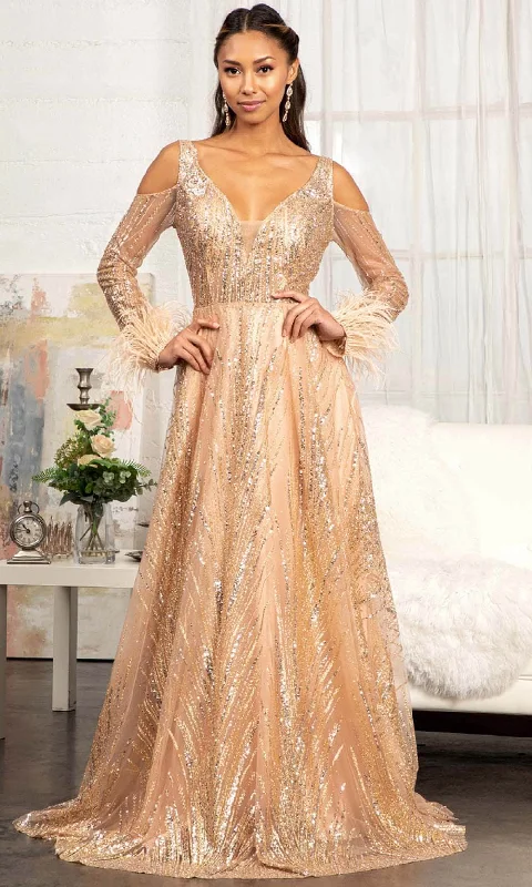 Best Deals GLS by Gloria GL3041 - Cut Out Long Sleeve Long Dress