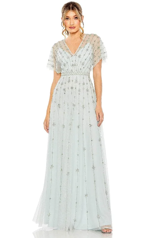 Daily Deals Mac Duggal 9223 - Flutter Sleeve V-Neck Long Dress