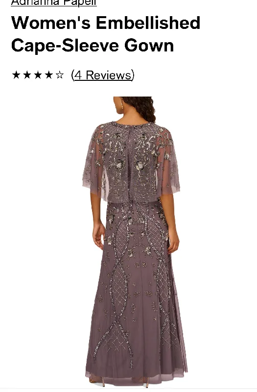Markdown Madness Adrianna Papell Moonscape Embellished Cape Sleeve Gown size 12