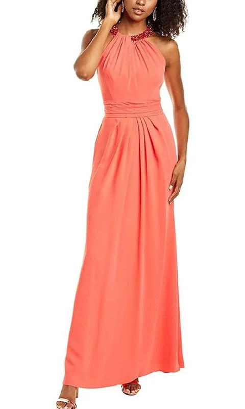 Quick Sale Theia 8812255 - Beaded Halter Neck A-Line Long Dress