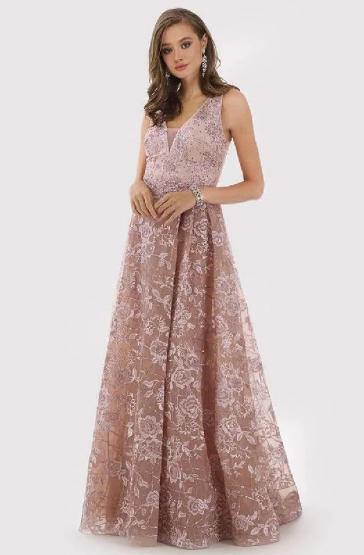 Markdown Madness Lara Dresses - 29792 Floral Embroidered Long A-Line Gown