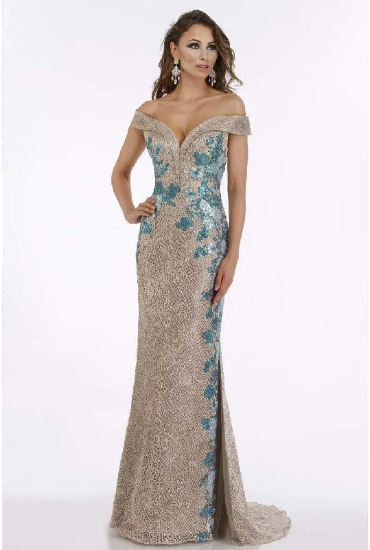 Special Discount Feriani Couture - 18901 Sequined Deep Off-Shoulder Trumpet Dress - 1 pc Rose In Size 12 Available