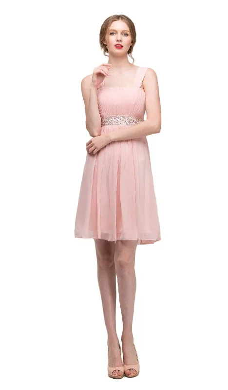 Limited Availability Eureka Fashion - 2450 Embellished Chiffon Knee Length A-line Dress