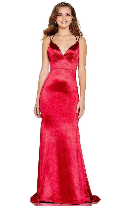 Closeout Amarra - 20166 Fitted Bodice Strappy Open Back Satin Gown