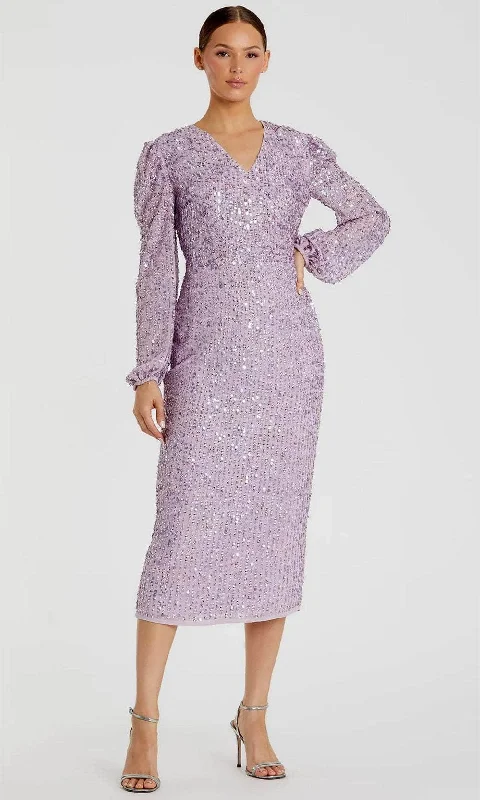 Midnight Madness Mac Duggal 107641 - Linear Sequin Long Sleeve Evening Dress