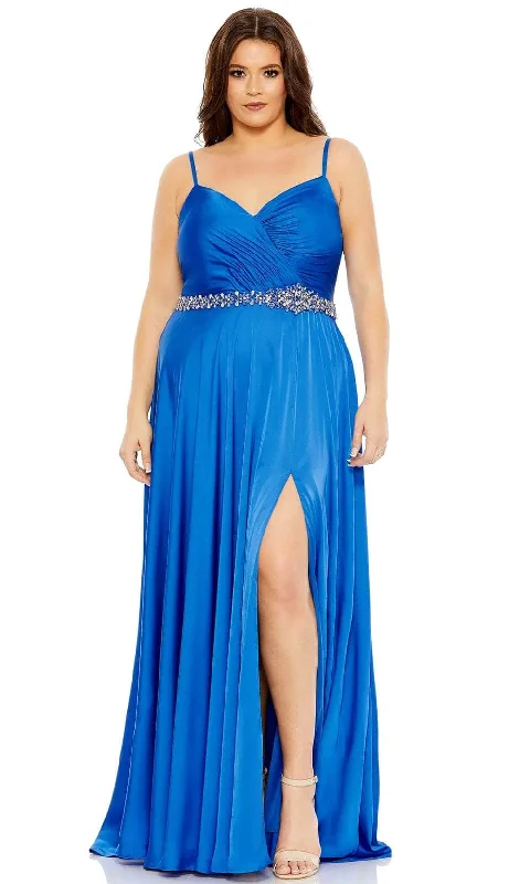 Online Only Mac Duggal 49575 - V Neck Charmeuse A-line Gown