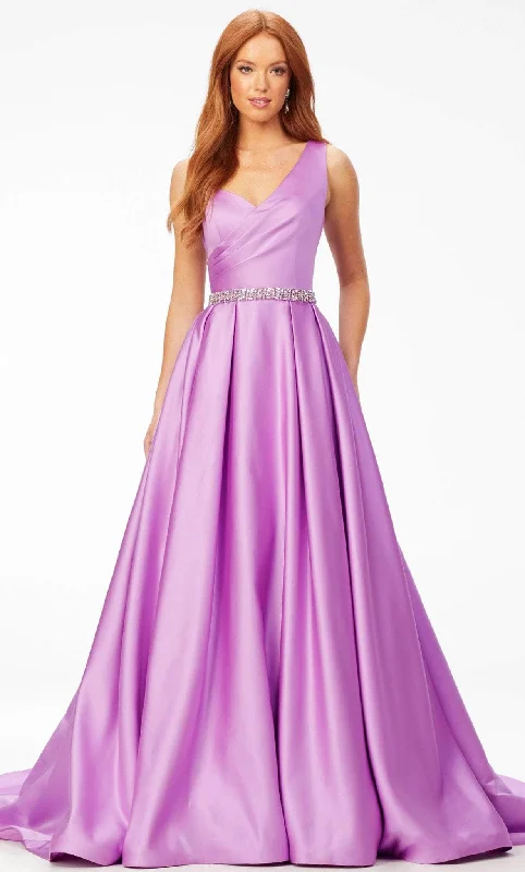 Midnight Madness Ashley Lauren 11075 - Satin Pleated One Shoulder A-line Gown
