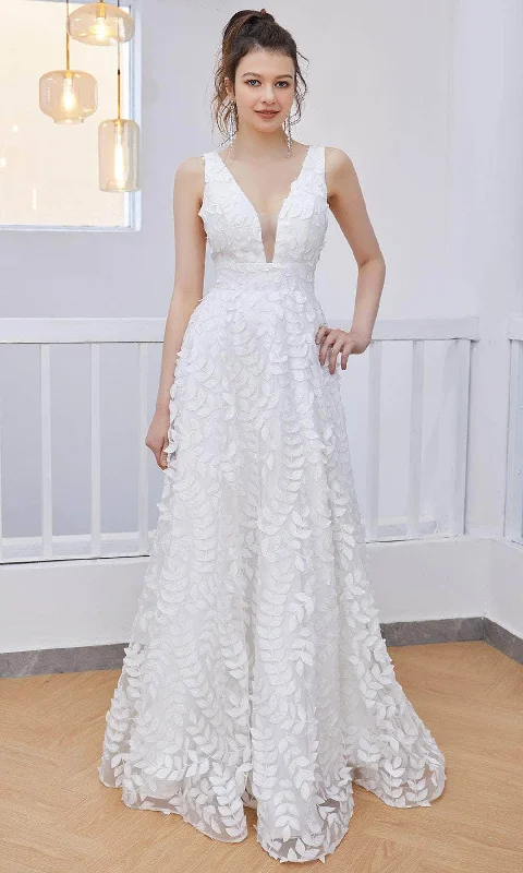Last Chance J'Adore Dresses J21038 - Sleeveless Leaf Applique Long Dress