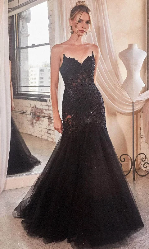 Take Advantage Ladivine CDS482 - Strapless Embroidered Mermaid Prom Gown